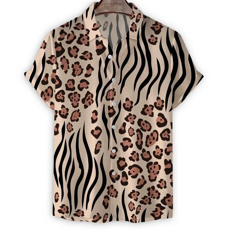 Leopard Print Hawaiian shirt with t shirt for Men - 3D Tiger