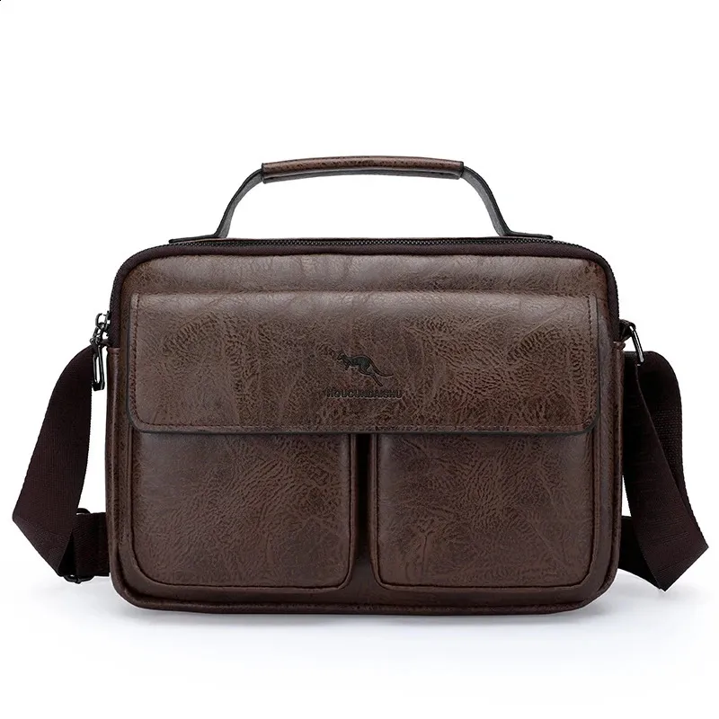 Mythrojan Medieval Compact Laptop Shoulder Bag For Men Women Leather Messenger Briefcase Computer Bag For Business Office School Use Carrying Case With Accessory Storage Pockets - 14.1 Inch Brown