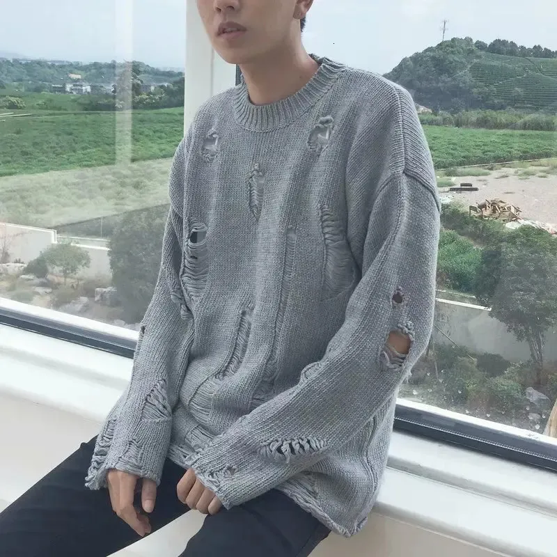 Country Ripped Sweater Ripped Sweater: Mens Loose Sweater With Distressed... From Domainstore ...