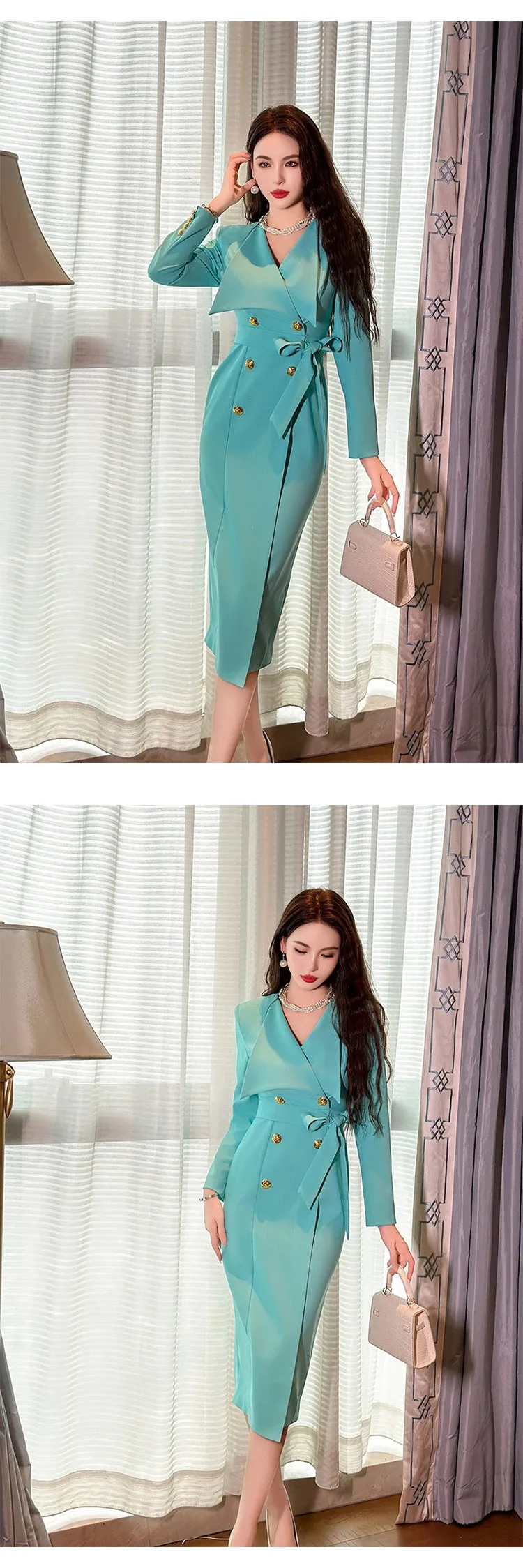 Office Robe Premium Women's Business Formal Dress - Elegant Long Office Wear ...