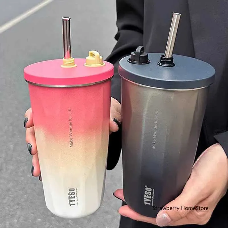 Tyeso 600ML Stainless Steel Coffee Cup With Straw Insulated Vacuum Thermos  Mug for Men from Dhgate Water Bottles - price 21.63