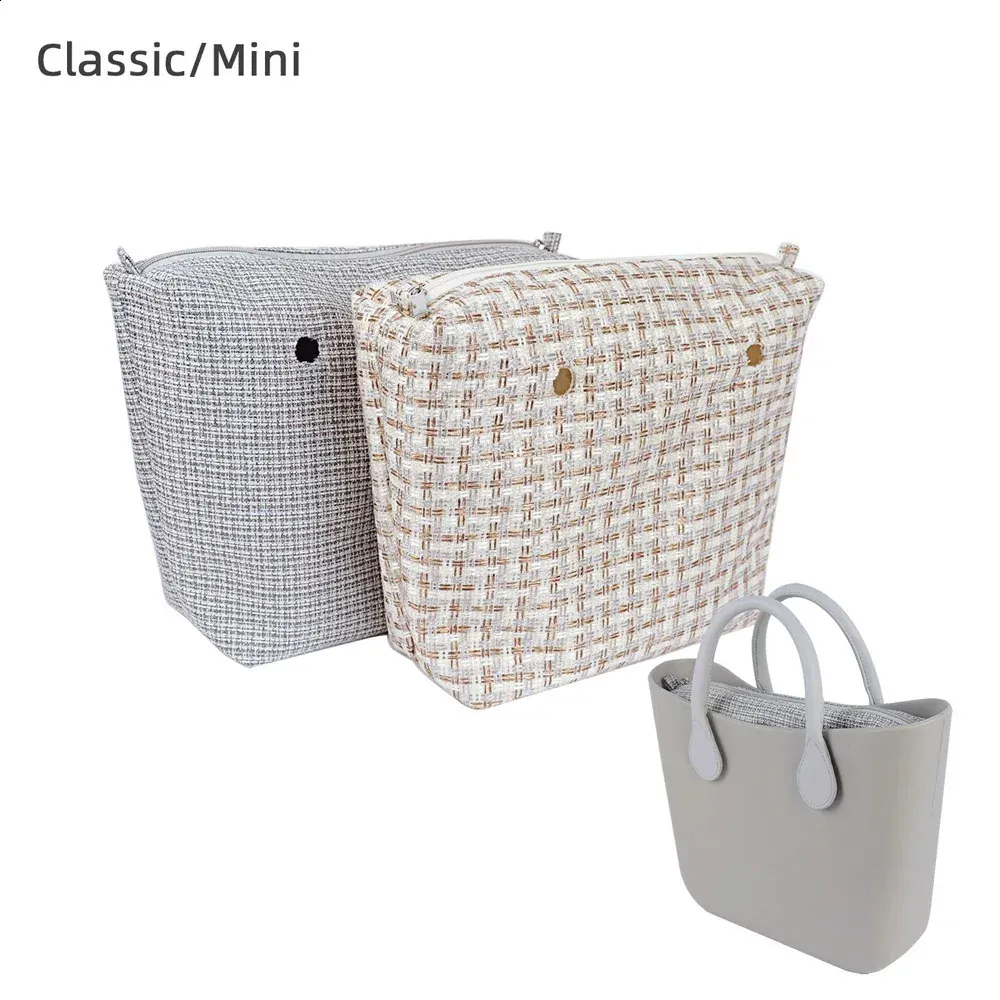 Mini Linen Canvas Organizer Insert for Obag Mini O Bag Handbag Accessory 240808 Beige Inner Lining