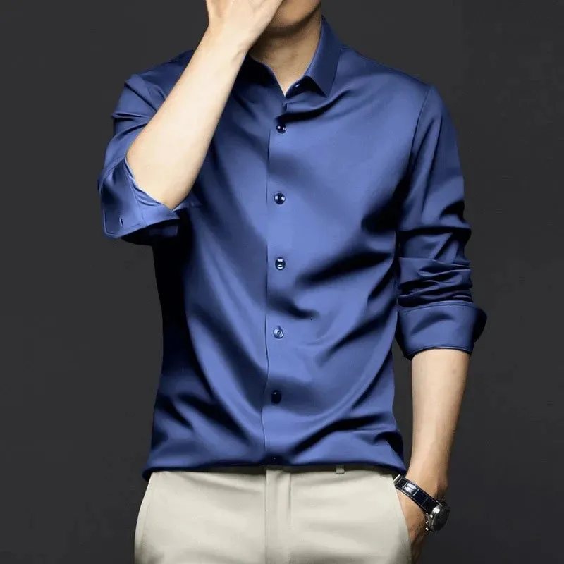 Premium Anti-Wrinkle White Long Sleeve Collared Shirt - Slim Fit Mens Dress  Shirt - Shop Now! from Dhgate Mens Casual Shirts - price 42.2