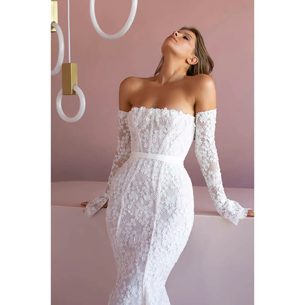 Mermaid Strapless White Prom Dress Lace Appliques,... From Babydress126,  $297.8 | DHgate.Com