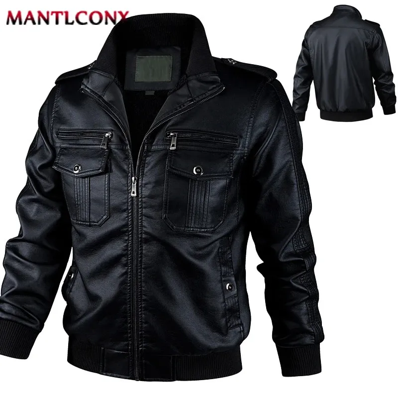 【汚れなし】RETRO SYNTHETIC LEATHER JACKET Windproof Retro PU Leather leather jacket for Men - Ideal