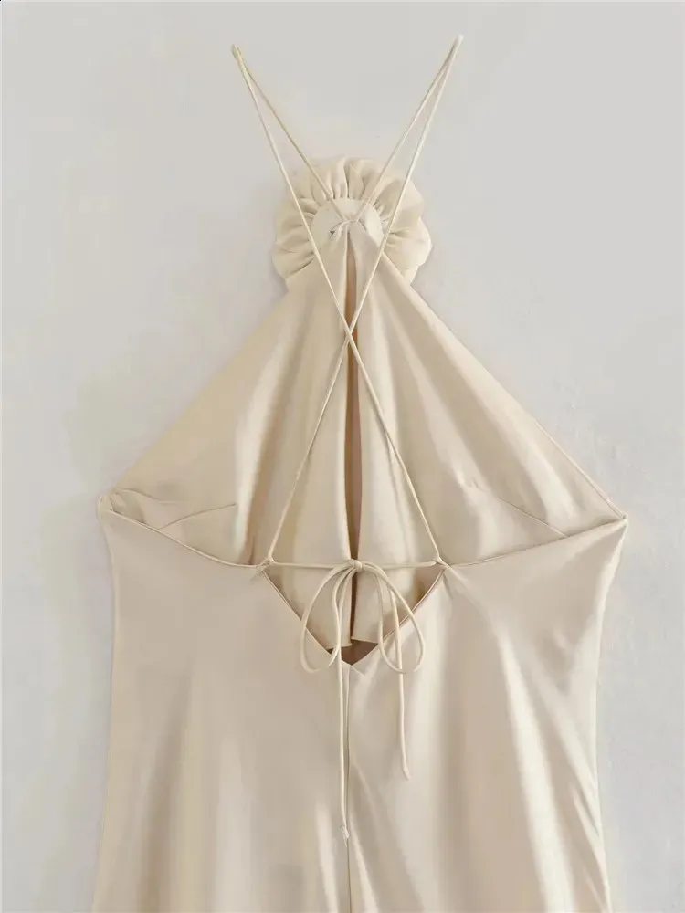 Susie Flower Satin Dress Champagne / M