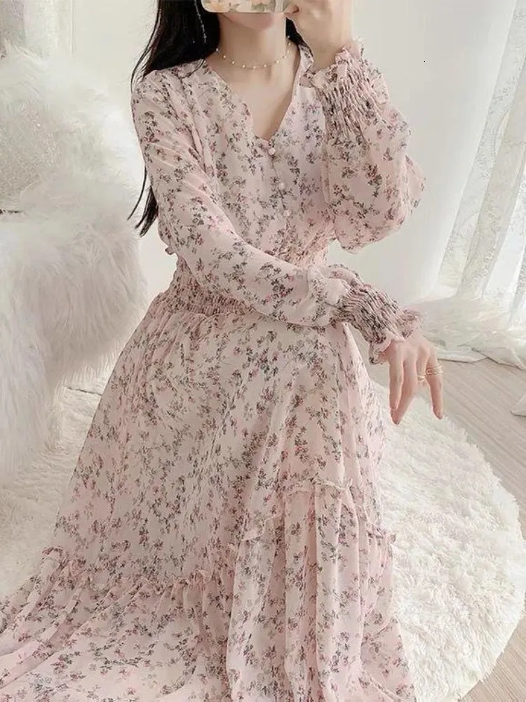 Floral Print Chiffon Dress Floor-Length Pullover Short Sleeve Natural Fiber Women's  Dress from Dhgate Basic & Casual Dresses