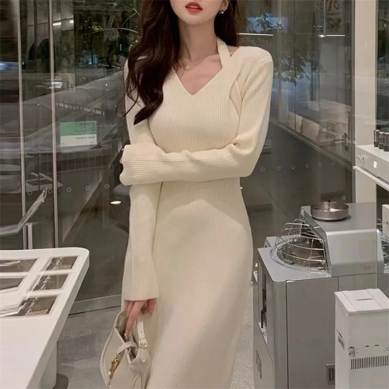 Neck Hanging Slim Knit Dress With Wool Skirt And Long... From Girl_legend, $32.17 | DHgate.Com Neck Hanging Slim Knit Dress With Wool Skirt And Long... From Girl_legend, $32.17 | DHgate.Com