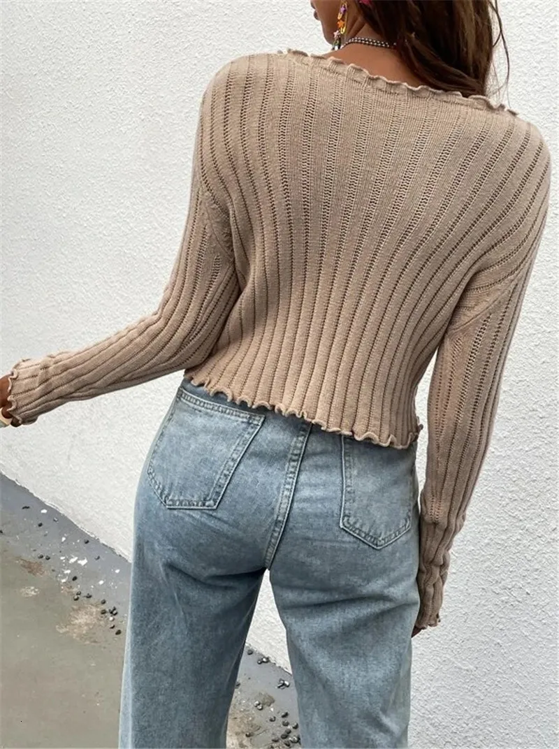 Cotton Short Sleeve Cardigan Sweater, Deep V Neck Knit Cardigan