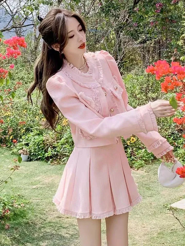 French Vintage Tweed Jacket and Skirt Set: Premium Quality