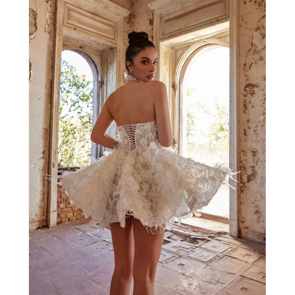 Feather Bridal Dress: Sweetheart Neckline Short Beaded Wedding Dress With  Appliqued Corset From Bestoffers, $565.17 | DHgate.Com