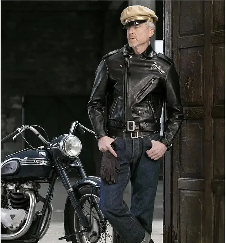 Men's Sheepskin Leather Motorcycle Jacket - 613 Style, Classic Fit, High-Quality Tanned, Brown, 2024 Collection Men's Sheepskin Leather Motorcycle Jacket - 613 Style, Classic Fit, High-Quality Tanned, Brown, 2024 Collection