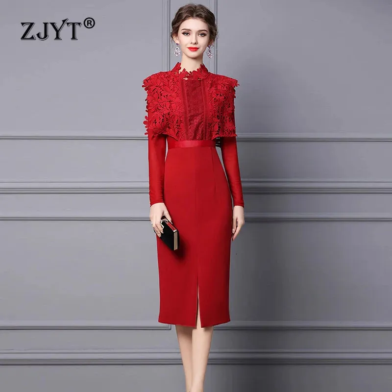 Red Long Sleeve Midi Evening Party Dress for Women with Zipper Closure,  Chiffon, Floor-Length, Autumn from Dhgate Work Dresses - price 161.79
