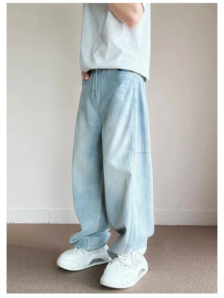 Light Blue Baggy Jeans: Korean Fashion Y2K Wide Leg Trousers