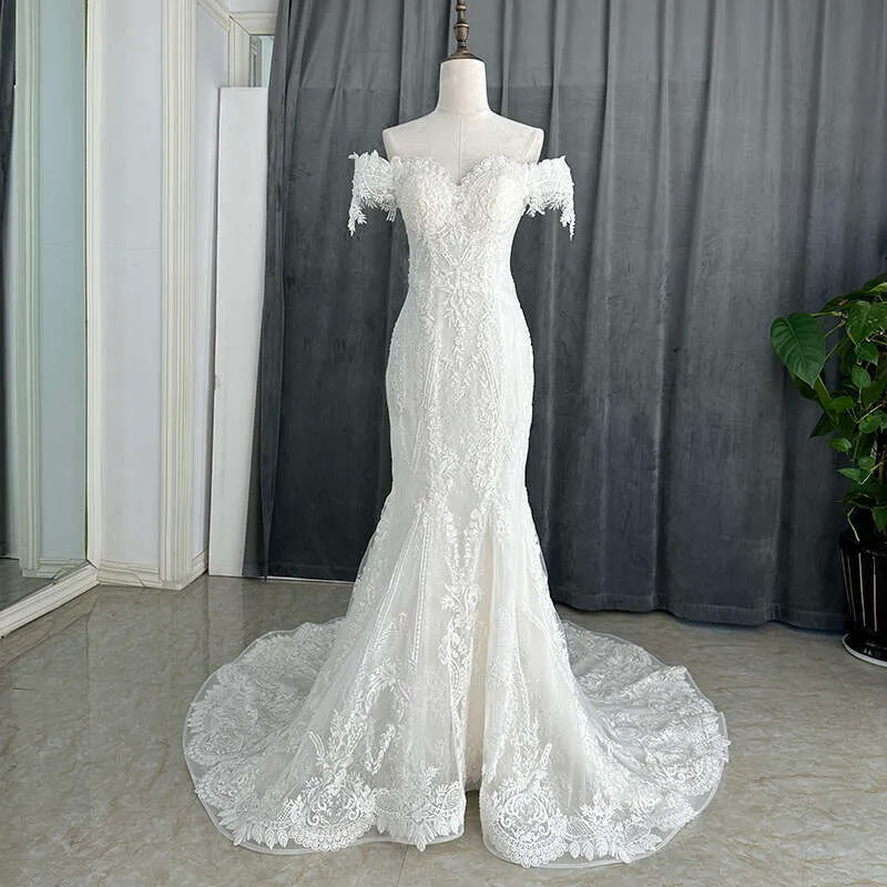 Economize muito em Vestido De Noiva De Sereia 2023 SL 9230 Gorgeous Mermaid  Wedding Dress 2023 Lace Off Shoulder New Arrival Sexy Beaded Design For