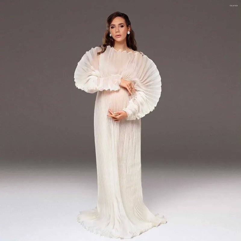 sheer dress with sleeves Boho Sleeved Flowy Lace Chiffon Wedding Dress
