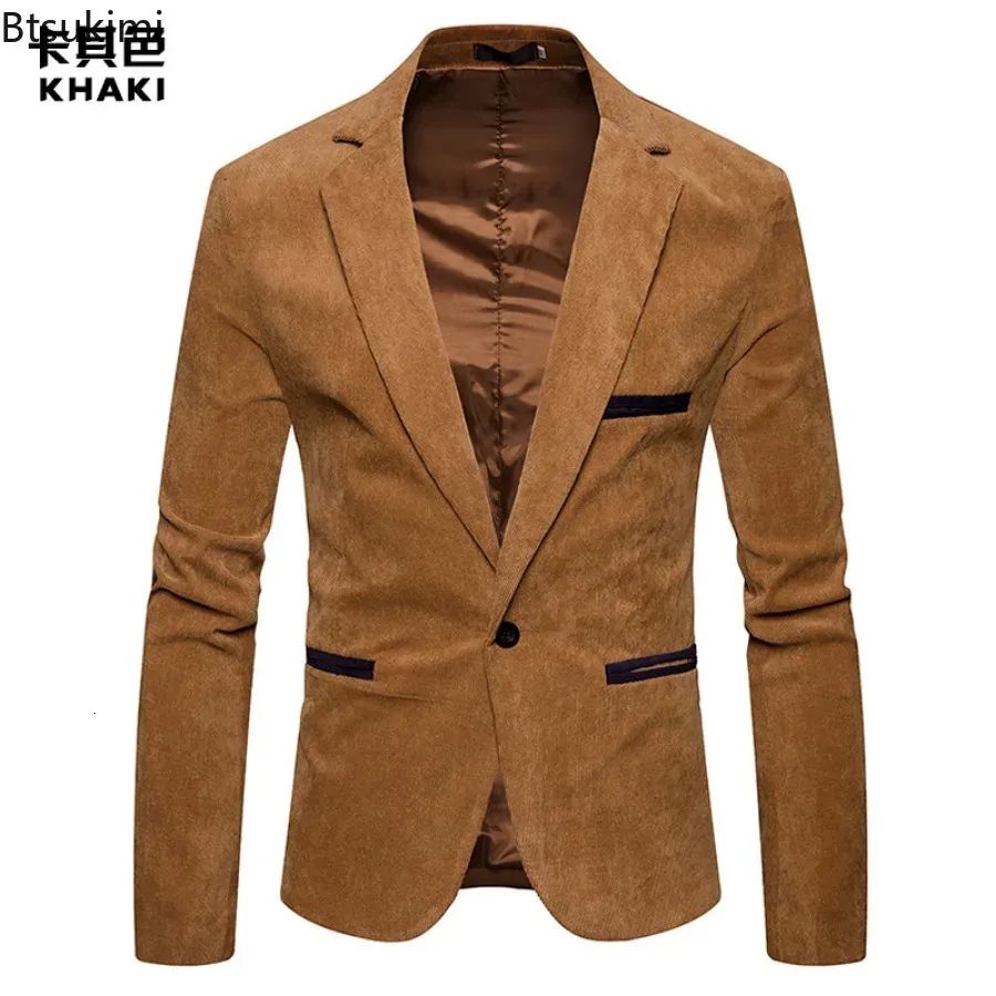 Men's Corduroy Blazer – Slim Fit One-Button Vintage Sport Coat For Wedding, Business Casual, Or Smart Outfits