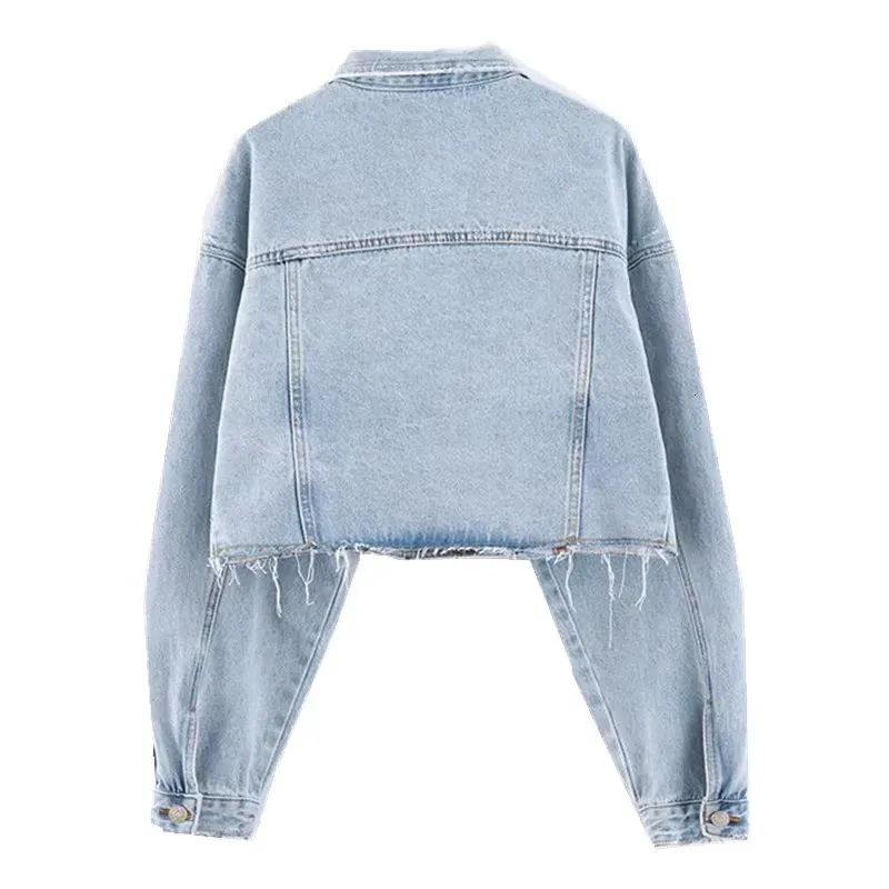 Vintage Single Breasted denim jean jacket with Lapel Pockets Vintage Single Breasted denim jean jacket with Lapel Pockets