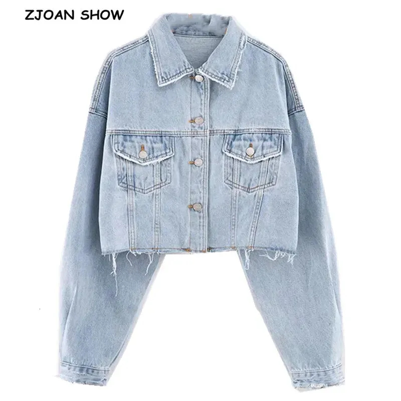 Vintage Single Breasted denim jean jacket with Lapel Pockets Vintage Single Breasted denim jean jacket with Lapel Pockets