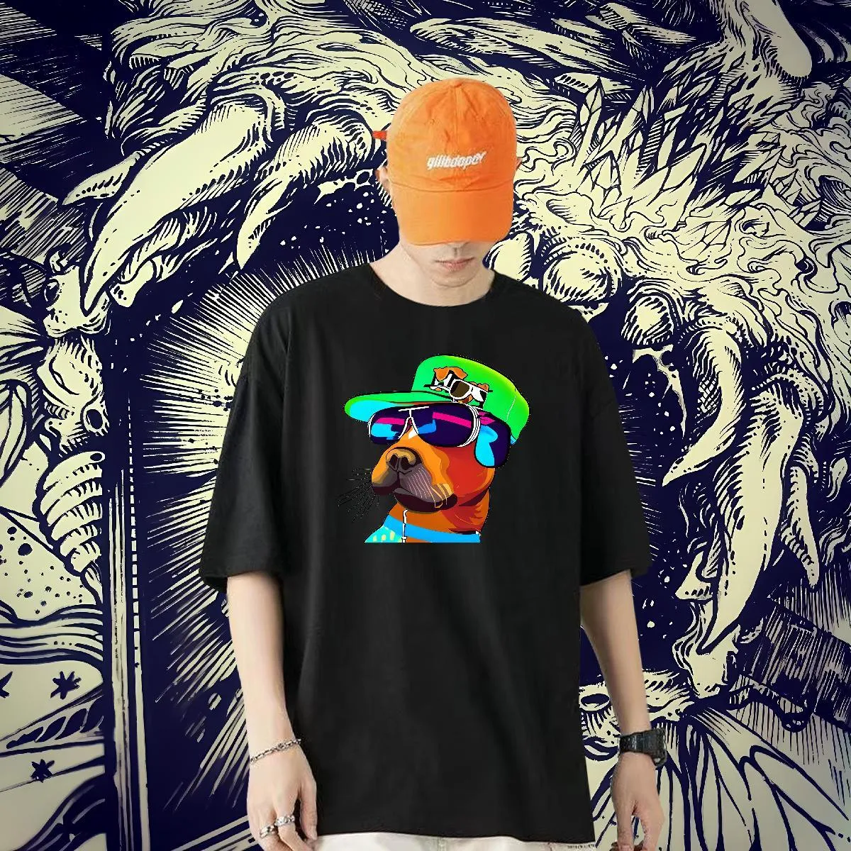 Camiseta De Algodón 100% Algodón De Los Hombres, Cuello Redondo