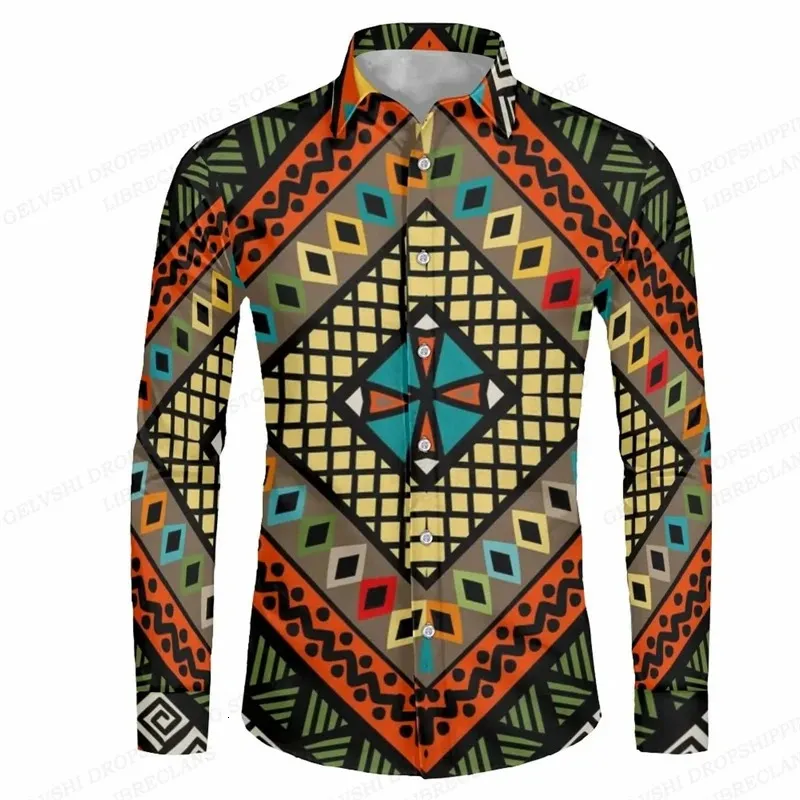 Men's African Print Button-Up shirt with t shirt - Long
