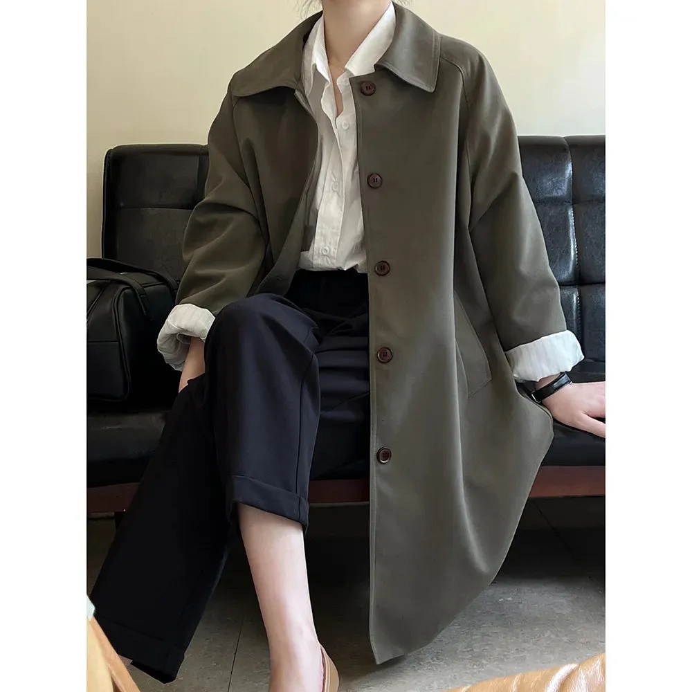 送料無料の商品 trench trench Casual Style Korean coat Fit Loose - Women for Clothing