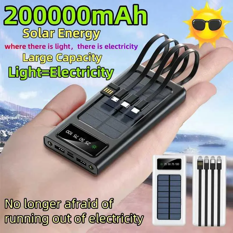 Ultra-High Capacity 200000mAh Solar Power Bank with Integrated