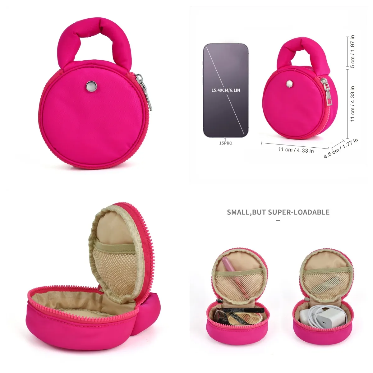 20243D Round Bag Pendant Mini Women's Makeup Storage Bag