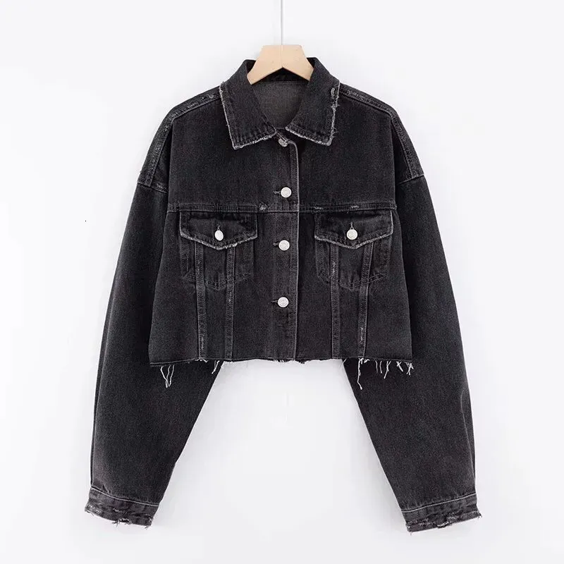Vintage Single Breasted denim jean jacket with Lapel Pockets Vintage Single Breasted denim jean jacket with Lapel Pockets