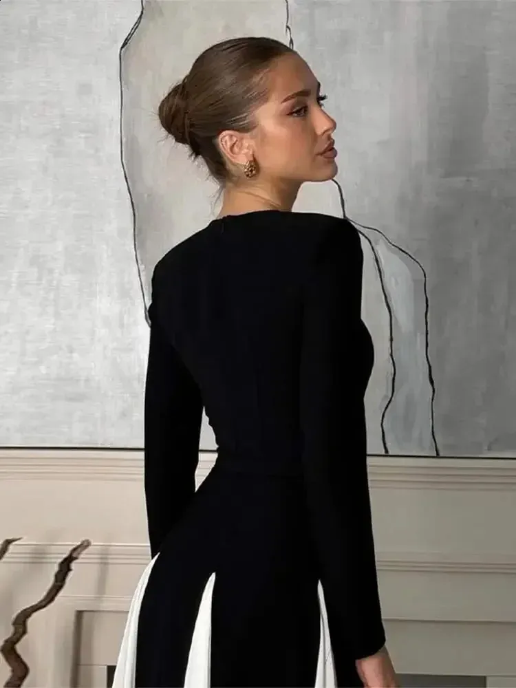 black dress with white sleeves Long-Sleeve Beaded Long Formal Dress main image 0