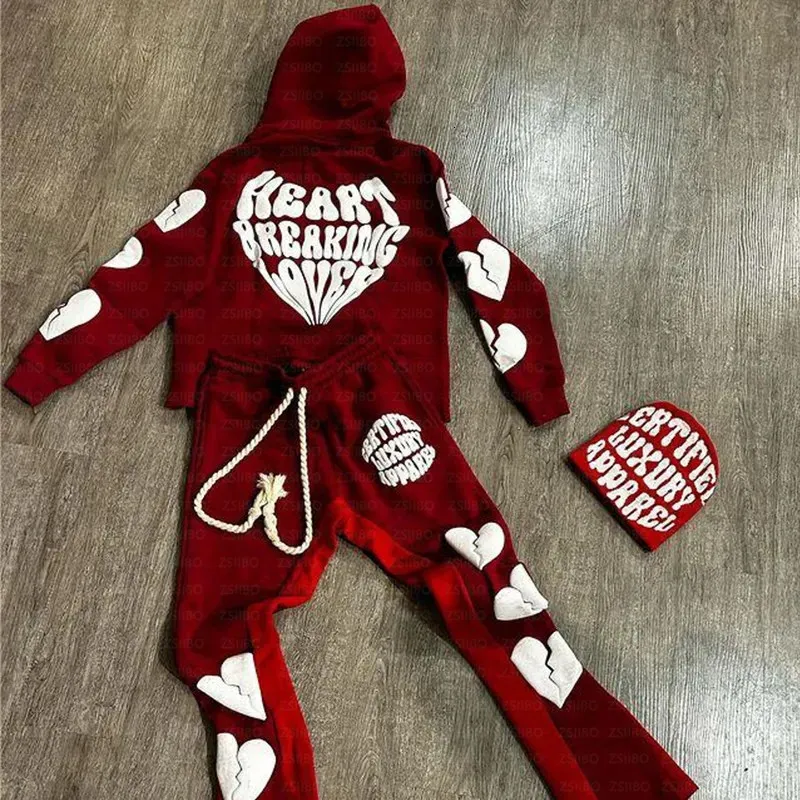 Y2K Hoodie Hip Hop Street Clothing Foam Heart Shaped From