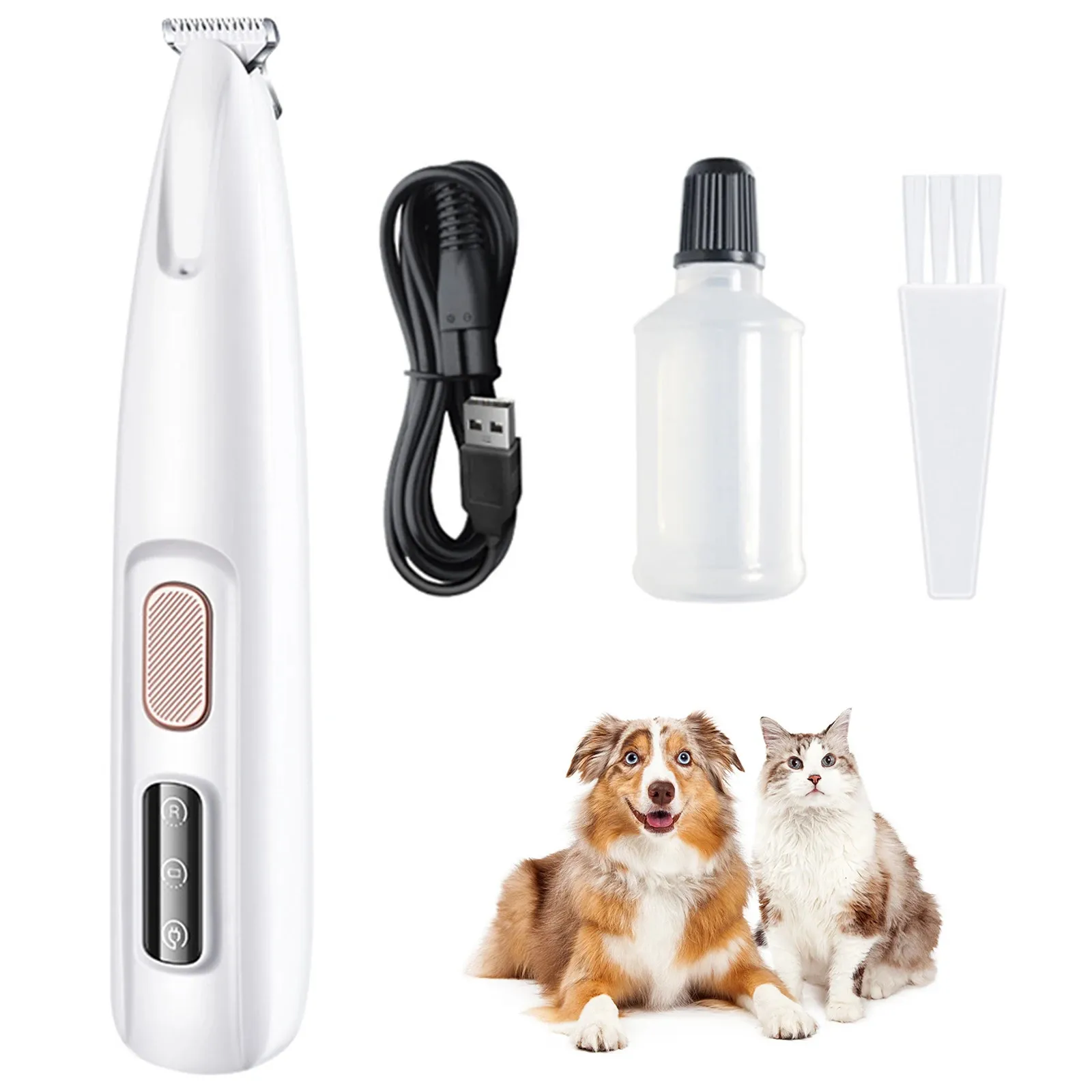Doggykings 3 In 1 Electric Dog Trimmer, Doggy Kings Trimmer, Low Noise Rechargeable Waterproof With Led Light, Pet Shaver For Paws Eyes Ears Face Rump (F5White