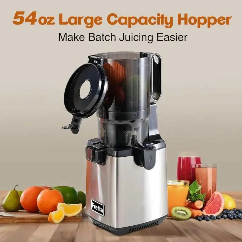 Fretta ジューサー 13cm広い投入口 1.8L大容量 スロージューサー