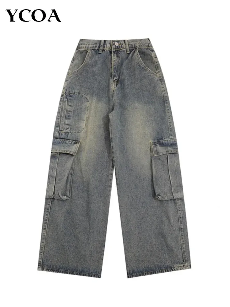 Oversized Wide Leg Cargo Jeans: Vintage Y2K Hip Hop