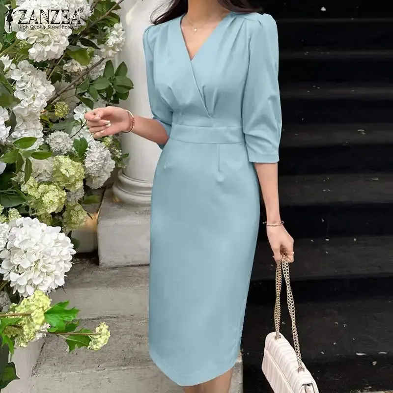 ZANZEA Women's Summer Bodycon Sunwhite dress - Elegant