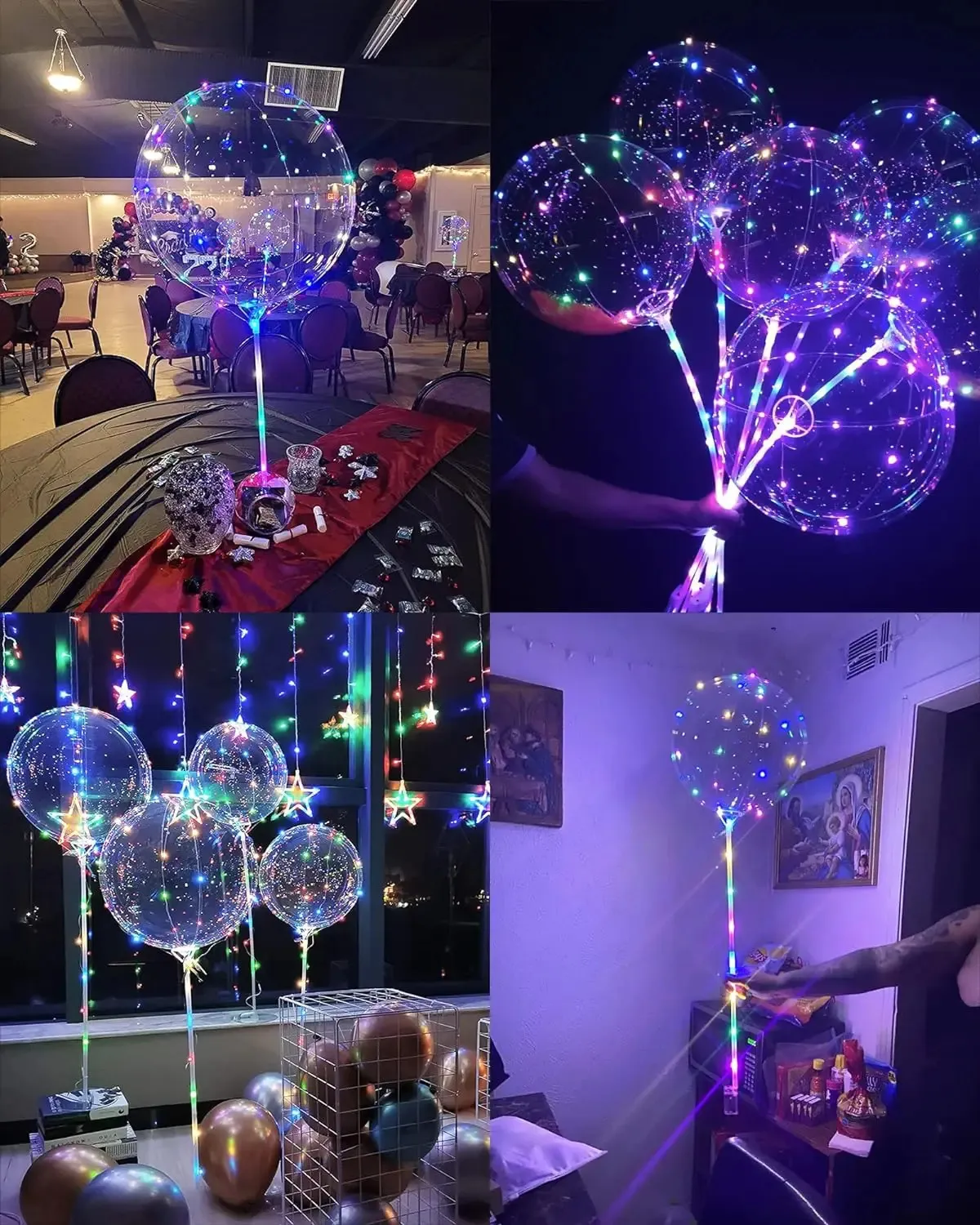 1/10/20/30 Uds. Globos Bobo De 20 Pulgadas, Globos LED Que Brillan En