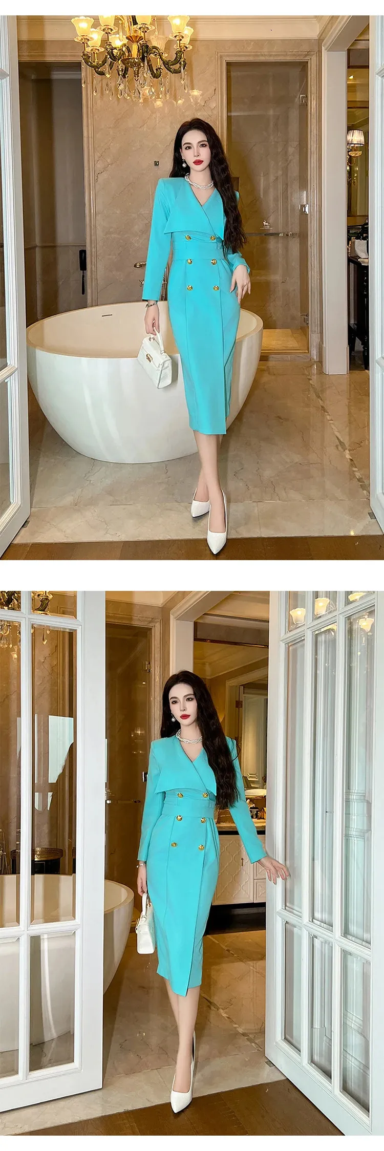 Office Robe Premium Women's Business Formal Dress - Elegant Long Office Wear ...