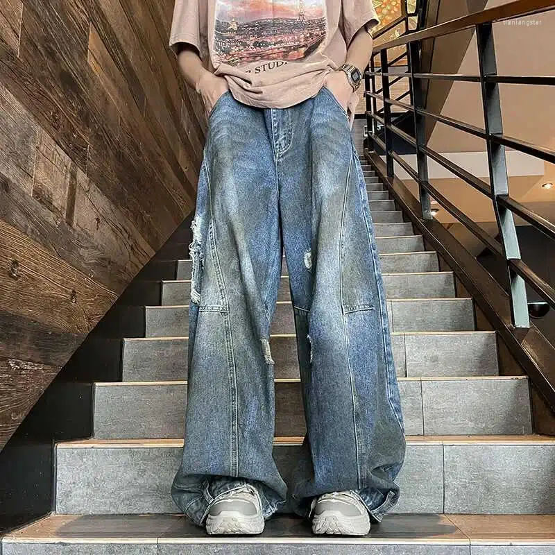 Men's Baggy Wide Leg Denim Pants High Street Style, Shop  Now!