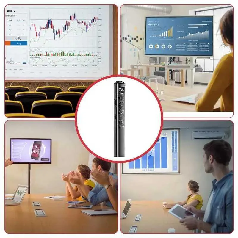 Wireless Presentation Clicker With Red Laser Pointer - 328ft Range RF 2.4GHz PowerPoint Remote For Mac Windows Linux