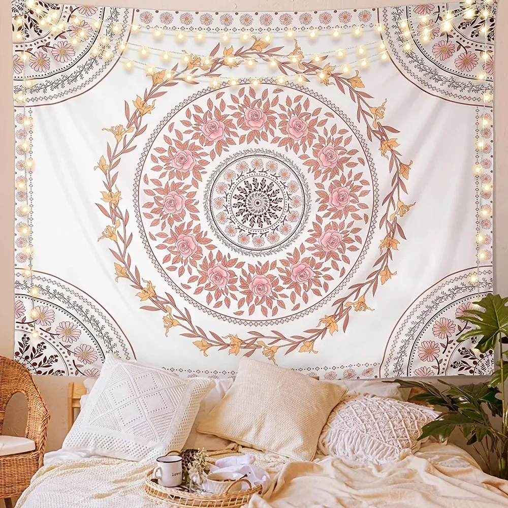 Tenture Murale Mandala Coton 30x40 Pouces - Impression Artisanale Inde - Décor Bohème Chambre, Bureau