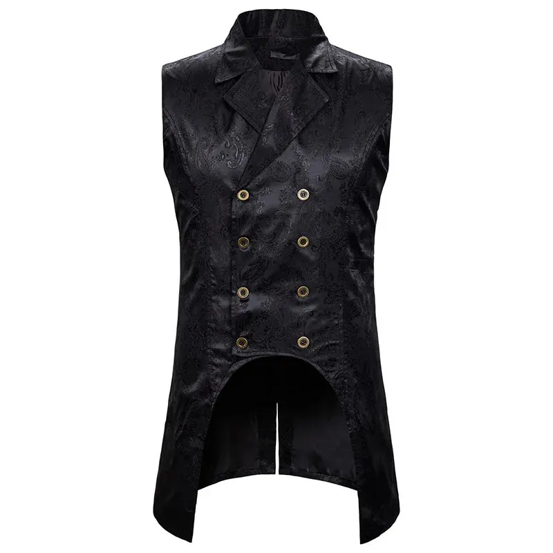 Men's Wine Red Paisley Jacquard Long mens suit vest