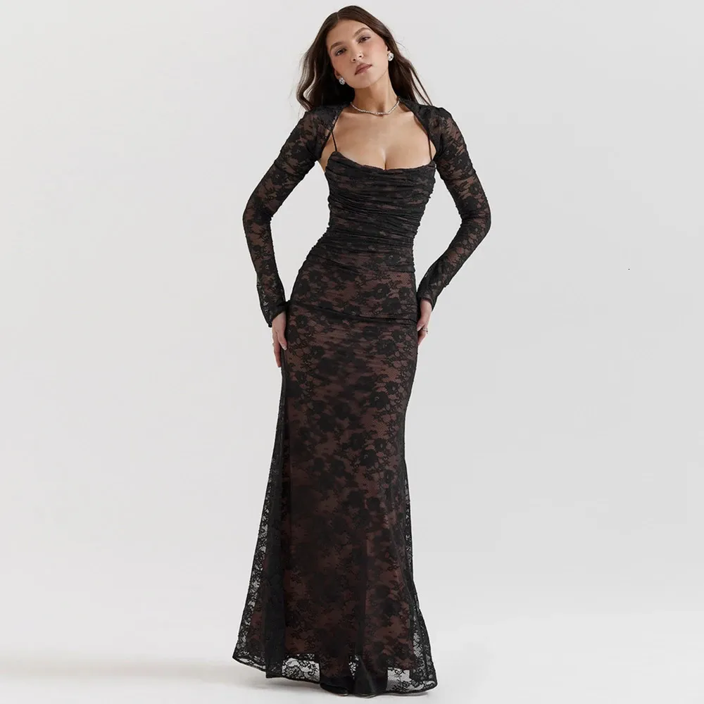 chinese dress ladies Shapewear Square Neck Long Sleeve Slimming Modal Maxi Dress  Popilush