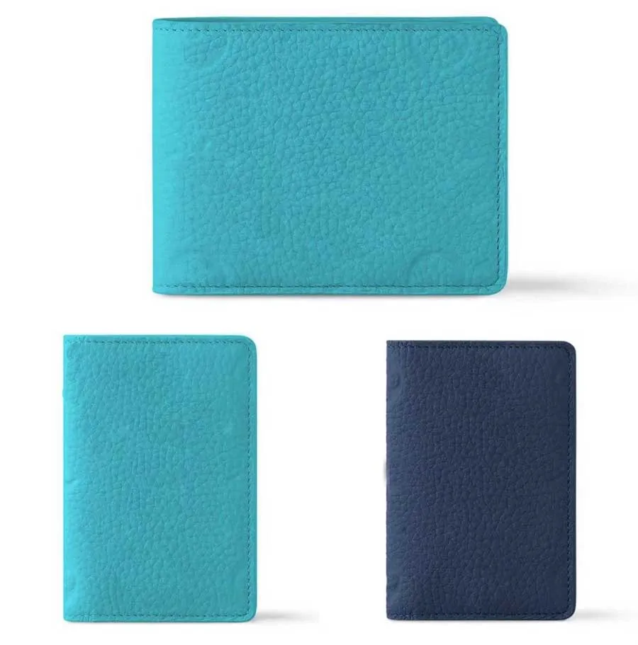 Premium Cowhide Card Holder Wallet Slim Bifold Design, Coin Pouch, Light  Blue Shop Now!
