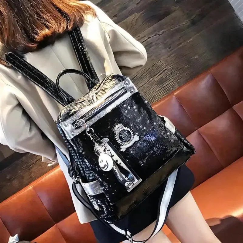 European And American Fashion Silver Sequin Backpack... From  display picture 1