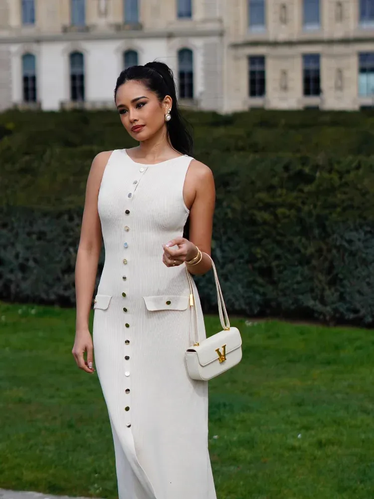 chinese dress ladies Berylove Women White Formal Dress with Short Sleeves Jacquard Round Neck  Midi Wedding Guest Dress main image 0