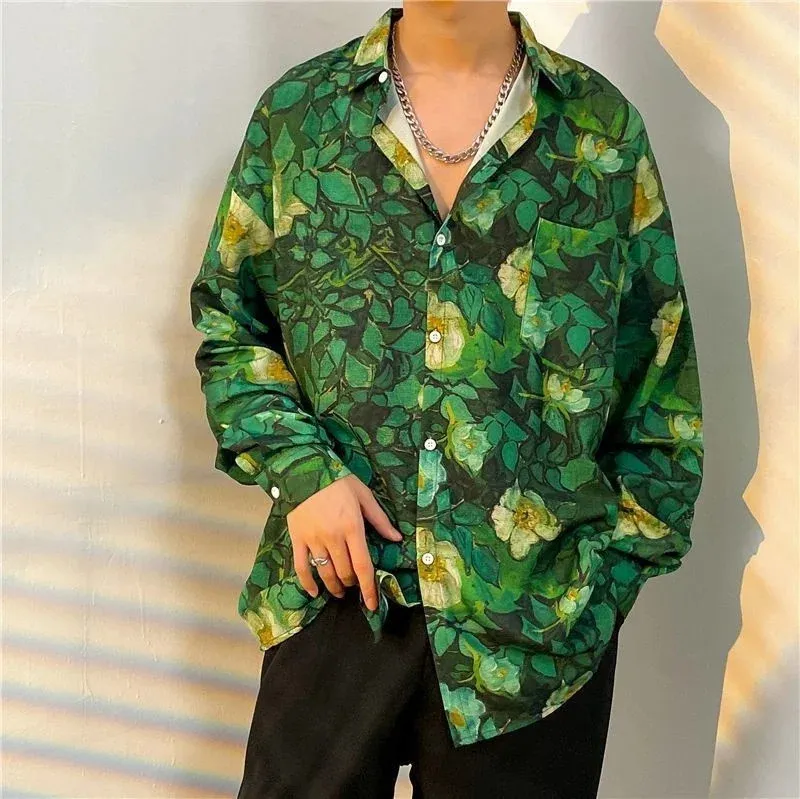 Vintage Hawaiian Shirt Y2K Summer Flower Print Long From