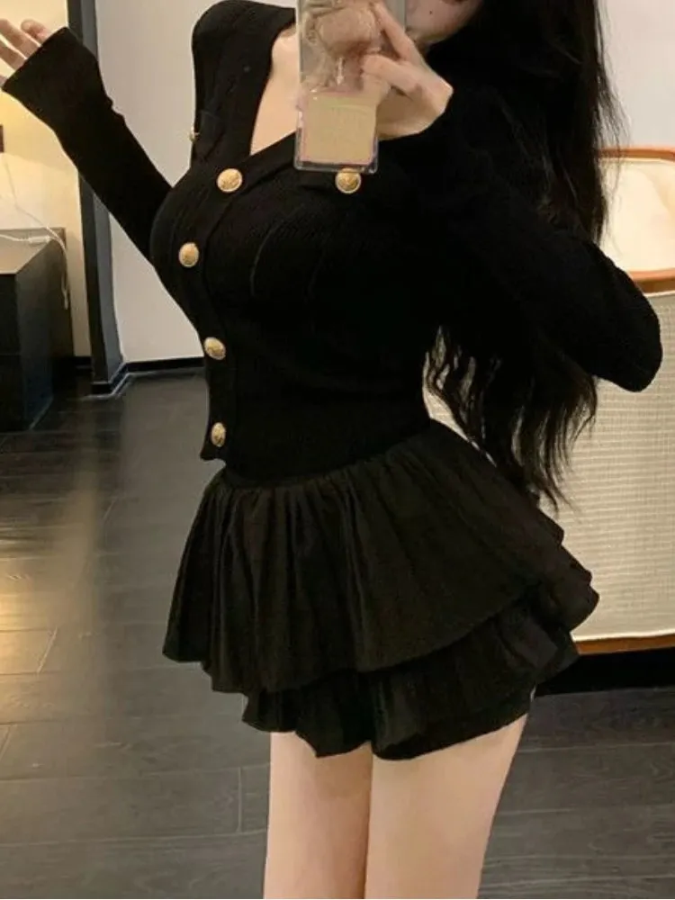 Set De Falda De Dos Piezas De Punto De Punto Para Mujeres