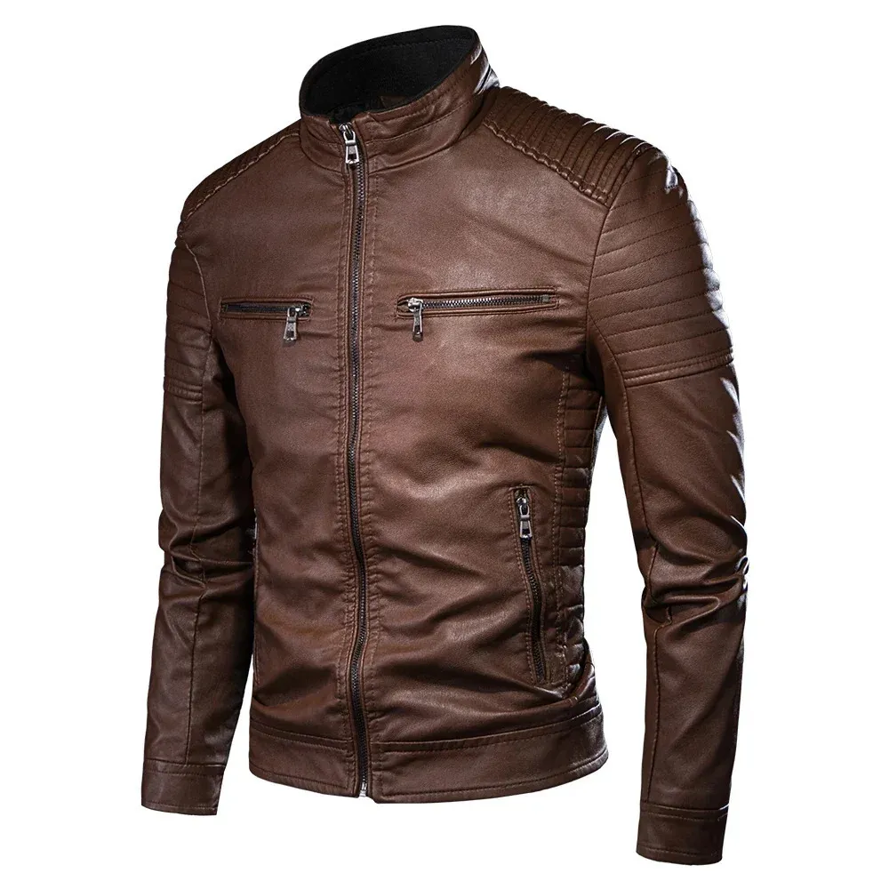 Korean Style Slim Fit Leather biker jacket Men for Men - Spring/Spring 2022 Collection