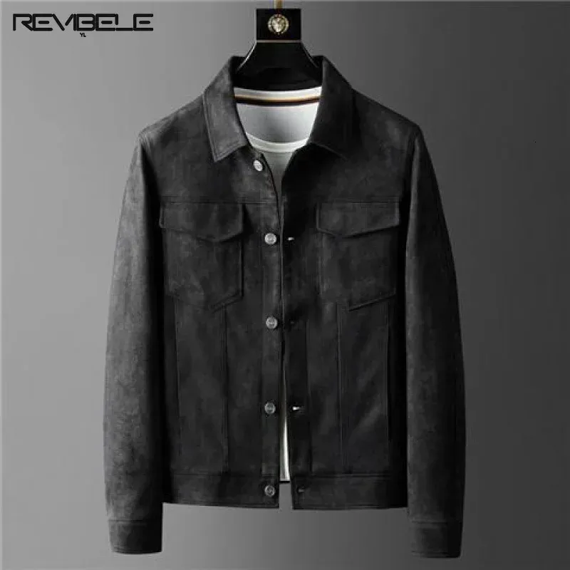 Boston Men's Gray Long Sleeve Fitted Real Suede Jacket