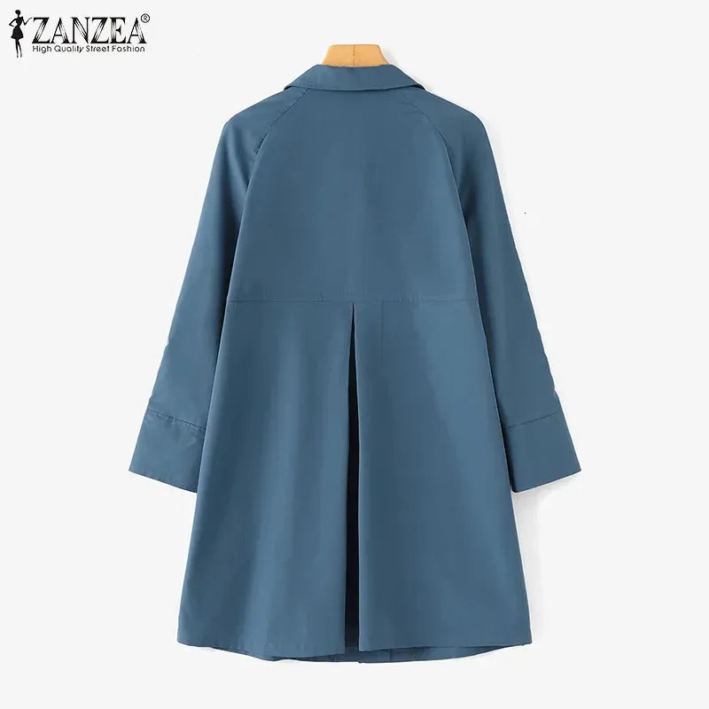 Elegant Womens Long Trench Coat Classic Lapel Windbreaker